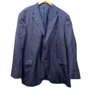 VTG Hickey Freeman Blue Silk Wool Blazer 48L Tailored Sport Coat Nordstrom USA